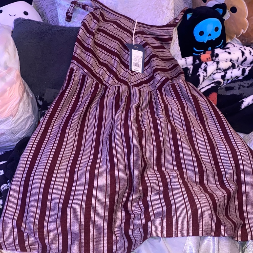 maroon striped dress nwt